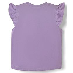 Babyhug Cotton Knit Frill Sleeves Capri Night Suit With Hearts Prints - Lavender