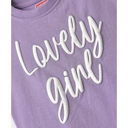 Babyhug Cotton Knit Frill Sleeves Capri Night Suit With Hearts Prints - Lavender