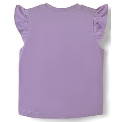 Babyhug Cotton Knit Frill Sleeves Capri Night Suit With Hearts Prints - Lavender