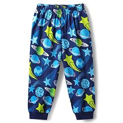 Babyhug Cotton Knit Half Sleeves Co-ords Night Suit with Space Theme Print - Navy Blue