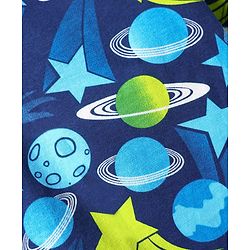 Babyhug Cotton Knit Half Sleeves Co-ords Night Suit with Space Theme Print - Navy Blue