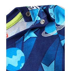 Babyhug Cotton Knit Half Sleeves Co-ords Night Suit with Space Theme Print - Navy Blue