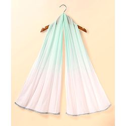 Babyhug Woven Half Sleeves Lehenga Choli & Dupatta Set With Floral Embroidery - Aqua