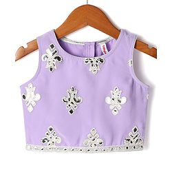 Babyhug Woven Sleeveless Georgett Pitta Work Embriodered Lehenga Choli & Dupatta Set - Purple
