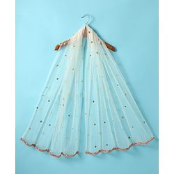 Babyhug Woven Sleeveless Georgett Embroidered Choli With Lehenga and Dupatta Set with Floral Print & Sequin - White
