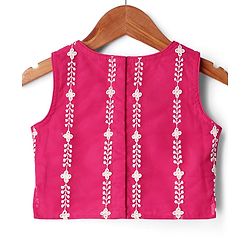 Babyhug Woven Sleeveless Floral Embroidered Choli Lehenga With Dupatta Set - Pink