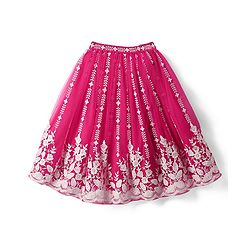 Babyhug Woven Sleeveless Floral Embroidered Choli Lehenga With Dupatta Set - Pink