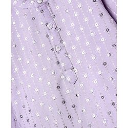 Babyhug Woven Full Sleeves Manderin Collar Kurta Dhoti Set With Embroidery - Lavender