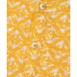 Babyhug Woven Mandarin Collar Full Sleeves Kurta Dhoti Set With Abstract Print - Yellow