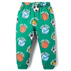 Babyhug Cotton Knit Half Sleeves Night Suit With Tiger Print - Green