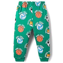 Babyhug Cotton Knit Half Sleeves Night Suit With Tiger Print - Green