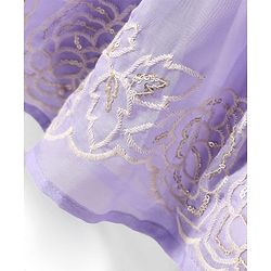 Babyhug Woven Full Length Half Sleeves Ethnic Dress With Floral Embriodery - Lavender