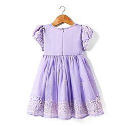 Babyhug Woven Full Length Half Sleeves Ethnic Dress With Floral Embriodery - Lavender