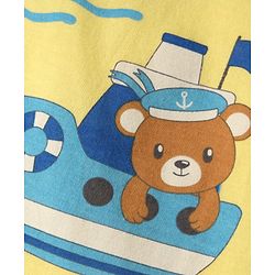 Babyhug Cotton Knit Half Sleeves Co-Ord Night Suit With Teddy Bear Print - Yellow