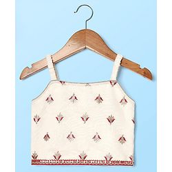 Babyhug Woven Sleeveless Lehenga Choli Set With Sequin Detailing & Dupatta - White