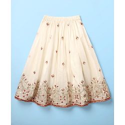 Babyhug Woven Sleeveless Lehenga Choli Set With Sequin Detailing & Dupatta - White