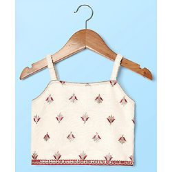 Babyhug Woven Sleeveless Lehenga Choli Set With Sequin Detailing & Dupatta - White