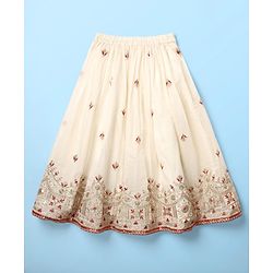 Babyhug Woven Sleeveless Lehenga Choli Set With Sequin Detailing & Dupatta - White