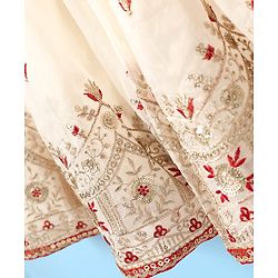 Babyhug Woven Sleeveless Lehenga Choli Set With Sequin Detailing & Dupatta - White