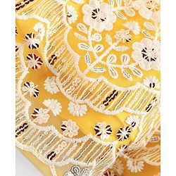 Babyhug Woven Half Puffed Sleeves Choli Lehenga Set with Dupatta Floral Embroidery & Sequin Detailing - Yellow