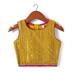 Babyhug Woven Sleeveless Lehenga Choli & Dupatta With Floral & Sequin Embriodery - Fuschia