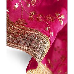 Babyhug Woven Sleeveless Lehenga Choli & Dupatta With Floral & Sequin Embriodery - Fuschia