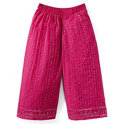 Babyhug Woven Full Sleeves Kurti Palazzo & Dupatta Set With Sequin Embriodery - Pink