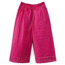 Babyhug Woven Full Sleeves Kurti Palazzo & Dupatta Set With Sequin Embriodery - Pink