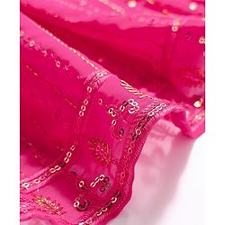 Babyhug Woven Full Sleeves Kurti Palazzo & Dupatta Set With Sequin Embriodery - Pink