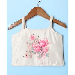 Babyhug Woven Full Sleeves Indo Western Set With Jacket & Floral Print - Pink & White