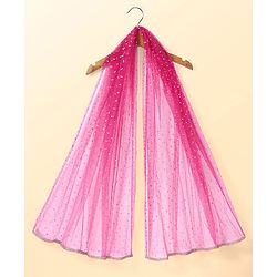 Babyhug Woven Sleeveless Lehenga Choli & Dupatta Set With Floral Embroidery - Fuschia & Yellow