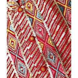 Babyhug Cotton Woven Full Sleeves Kurta & Pajama Set with Sequined & Embroidered Jacket - Red