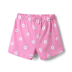 Babyhug Cotton Knit Half Sleeves Shorts Night Suit With Floral Print - Light Green & Pink