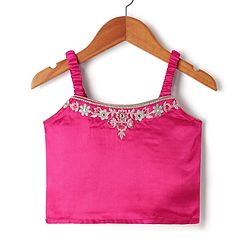 Babyhug Woven Sleeveless Indo Western Set With Floral Print - Pink