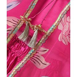 Babyhug Woven Sleeveless Indo Western Set With Floral Print - Pink