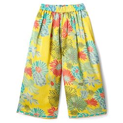 Babyhug Woven Flutter Sleeves Indo Western Set With Floral Print & Dupatta - Yellow
