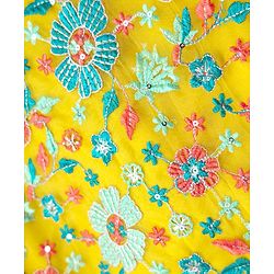 Babyhug Woven Flutter Sleeves Indo Western Set With Floral Print & Dupatta - Yellow