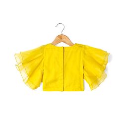 Babyhug Woven Flutter Sleeves Indo Western Set With Floral Print & Dupatta - Yellow