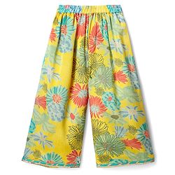 Babyhug Woven Flutter Sleeves Indo Western Set With Floral Print & Dupatta - Yellow