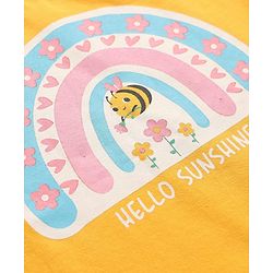 Babyhug Cotton Knit Half Sleeves Shorts Night Suit With Floral Print - Yellow