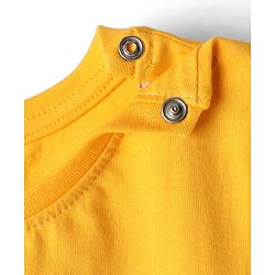 Babyhug Cotton Knit Half Sleeves Shorts Night Suit With Floral Print - Yellow