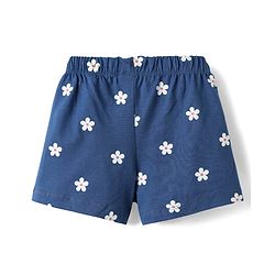Babyhug Cotton Knit  Half Sleeves Shorts Night Suit with Butterfly Print - Blue