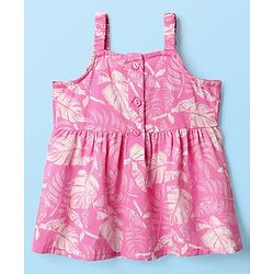 Babyhug Woven Sleeveless Top and Shorts with Tropical Print - Pink