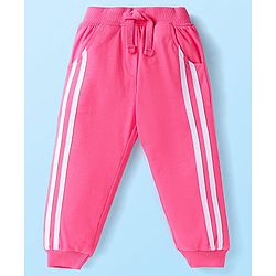 Babyhug Terry Knit Premium Light Gauge Terry Full Sleeves Top & Lounge Pant Set With Polka Dot Print & Lace Detailing - White & Pink