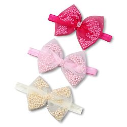 Babyhug Free Size Headbands with Bow Applique Pack of 3 - Pink Fuschia and Yellow