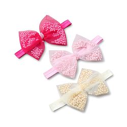 Babyhug Free Size Headbands with Bow Applique Pack of 3 - Pink Fuschia and Yellow