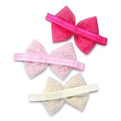 Babyhug Free Size Headbands with Bow Applique Pack of 3 - Pink Fuschia and Yellow