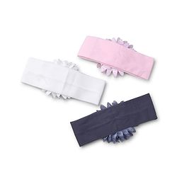 Babyhug Free Size Headbands with Flower Applique Pack of 3 - Light Pink White and Grey