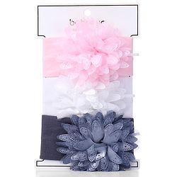 Babyhug Free Size Headbands with Flower Applique Pack of 3 - Light Pink White and Grey