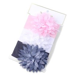 Babyhug Free Size Headbands with Flower Applique Pack of 3 - Light Pink White and Grey